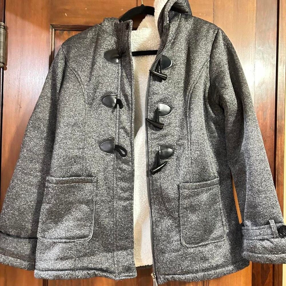 Women's Grey and Black Coat